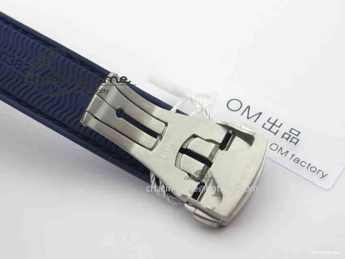 0203 Chic Planet Ocean Master Chrono 45mm SS OM 1:1 Best Edition Blue Dial On Blue Rubber Strap A 8172